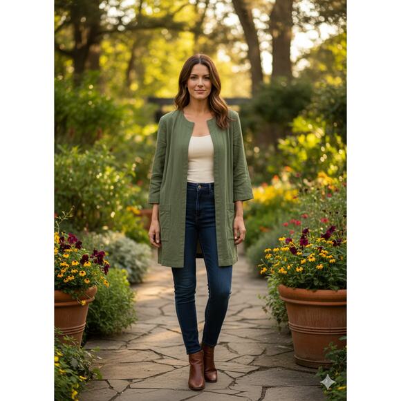 Eileen Fisher Womens S Sustainable Office Old Money Minimalist Open Front Jacket - Picture 2 of 11